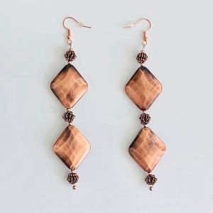 Copper Diamond Swirl Earrings